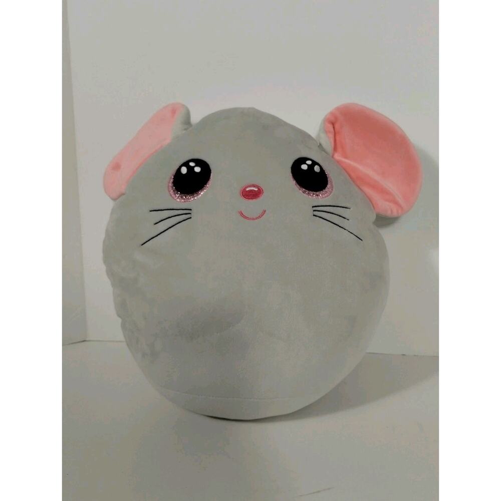 Ty Squish-a-Boos Plush Catnip Gray Mouse 13” Stuffed Animal Pink Ears